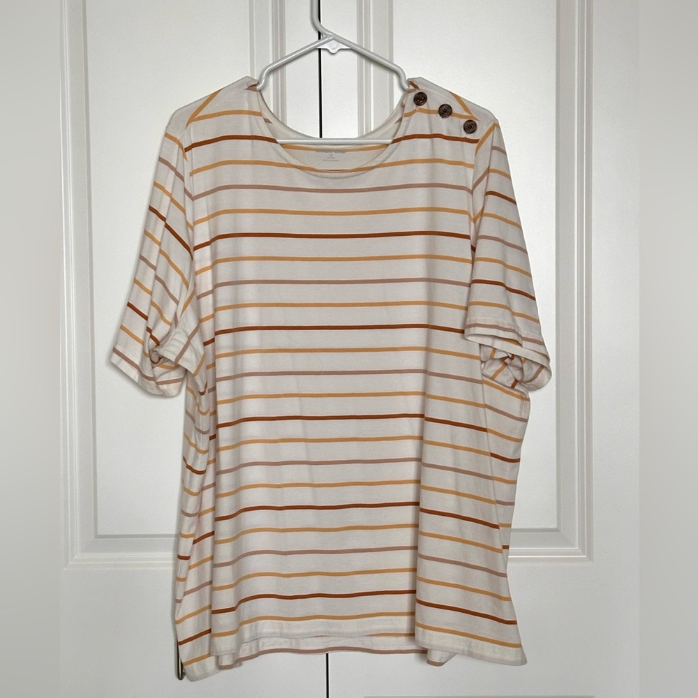 Lands' End Women's Short Sleeve Top with Button Detail